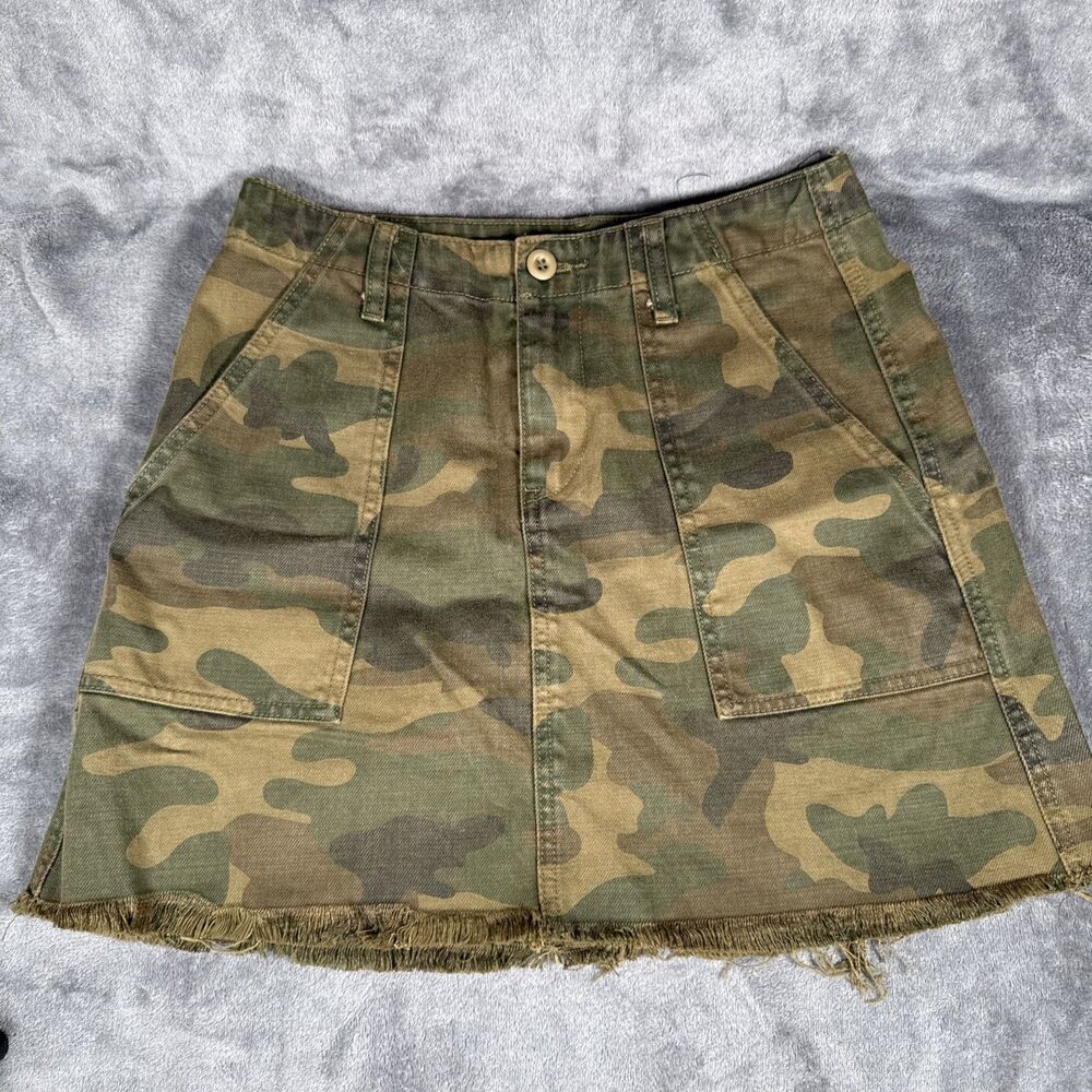 Blank NYC Green Camo Jean Denim Mini Skirt Womens Size 28